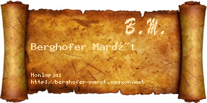 Berghofer Marót névjegykártya